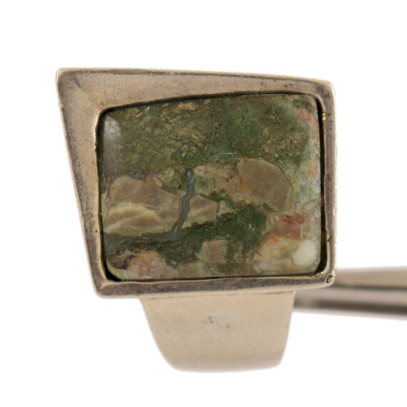 Vintage Mexican Sterling Silver Green Jasper Mens