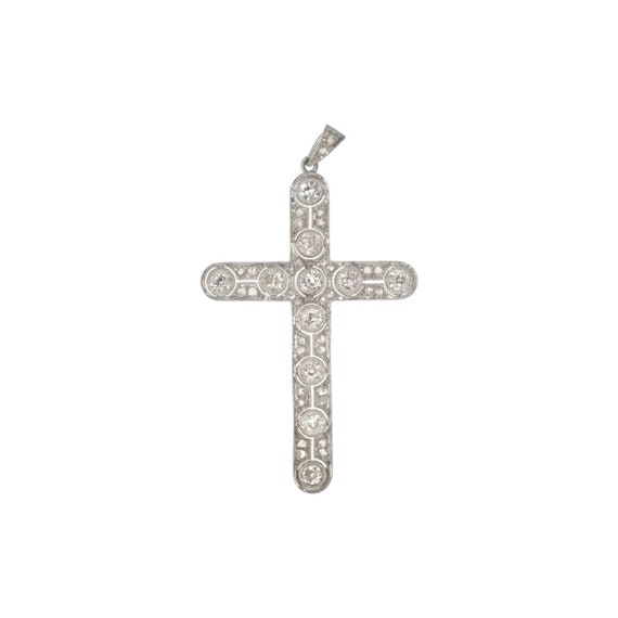 Antique Edwardian 14K Gold Diamond Cross Pendant