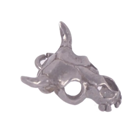 Vintage Sterling Silver Cow Animal Skull Charm - image 2