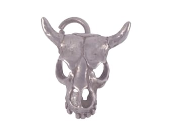 Breloque vintage en argent sterling avec tête de mort animal vache