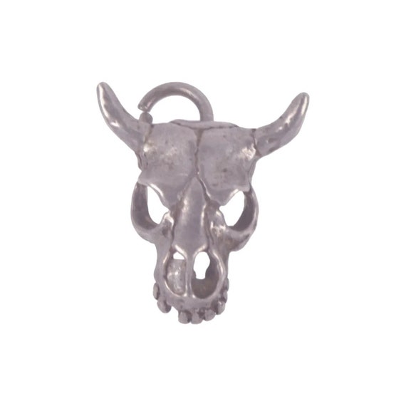 Vintage Sterling Silver Cow Animal Skull Charm - image 1