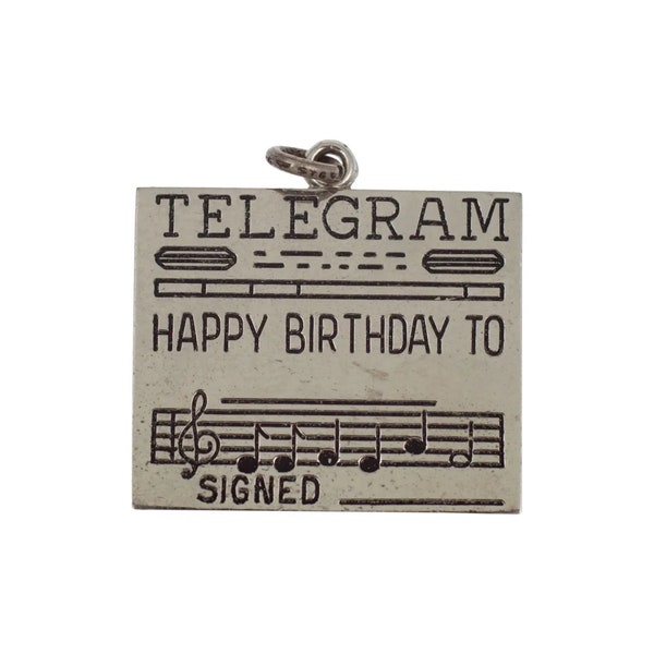 Vintage Sterling Silver Happy Birthday Telegram Charm