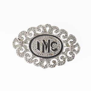 Art Deco Sterling Silver Marcasite Pin Removable Insert IMC, Free Shipping US, Vintage Pin, Vintage Jewelry, Gift Idea