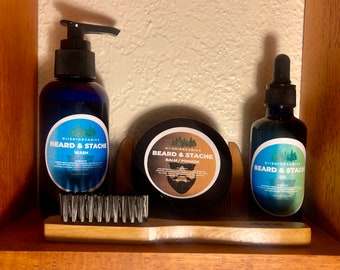 Beard Grooming Kit - Beard Oil,  Beard Balm, Beard Wash, Gift Box for Men