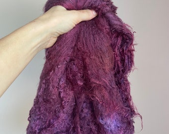 Hand dyed Mulberry Silk lap, Bombyx silk for felting and spinning yarn
