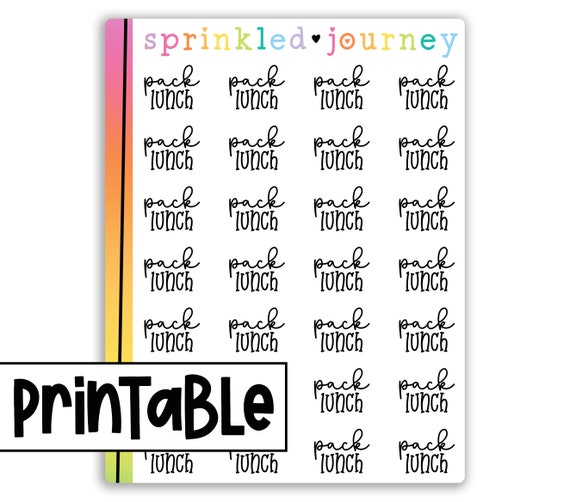 PRINTABLE Pack Lunch Printable Stickers Planner Stickers | Etsy