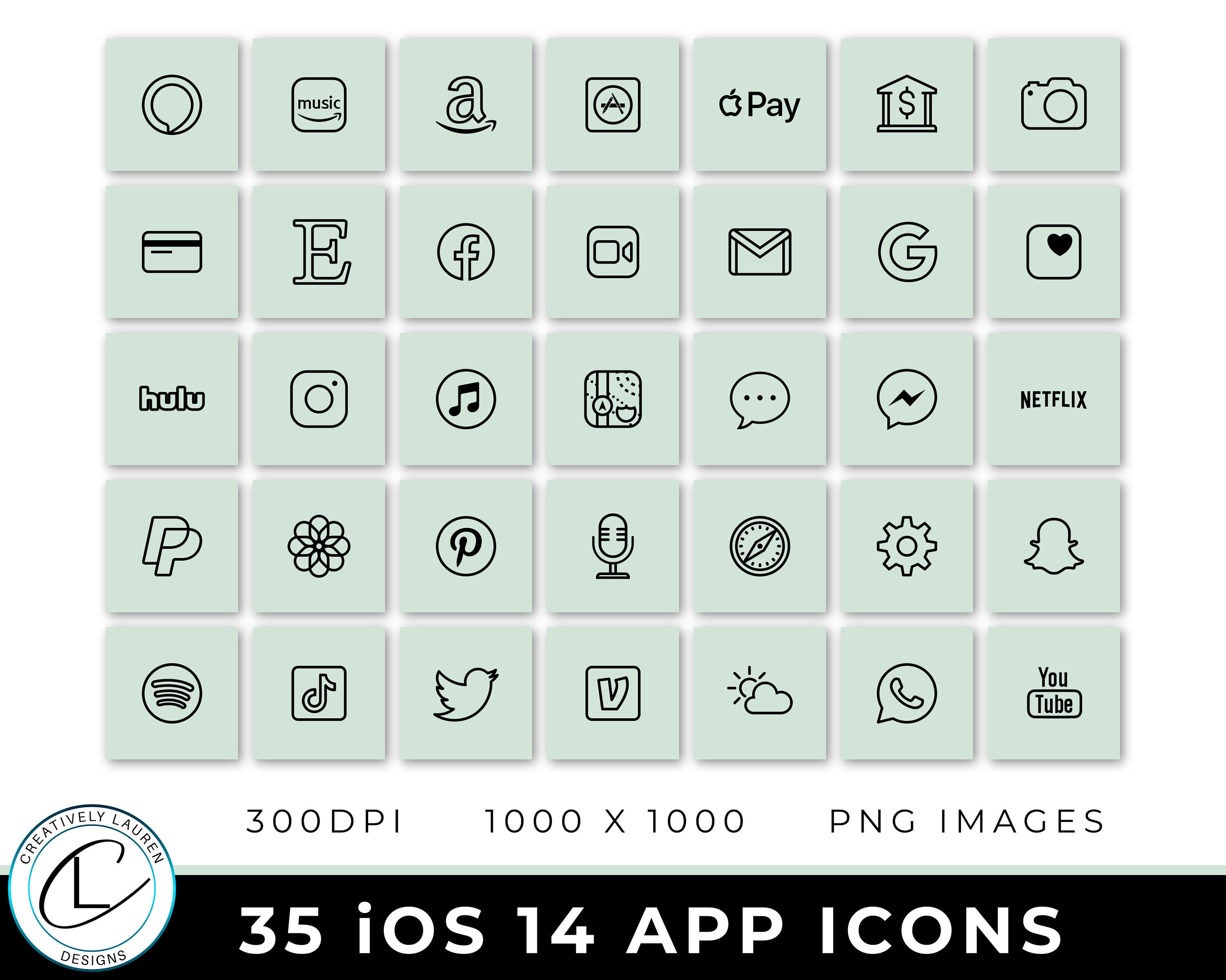 35 Sage iOS 14 App Icons iOS 14 Icons Sage Icons Sage Etsy