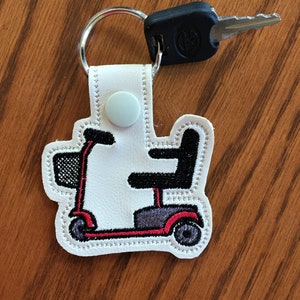 Mobility Scooter Key Chain, Motorized Wheelchair Snap Tab, Mobility Scooter Accessories, Purse Charm, Key Fob, Bag Tag, Stocking Stuffer