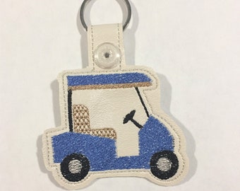 Llavero de carrito de golf azul, llavero, etiqueta de bolsa de encanto de bolso, relleno de medias, Secret Santa, regalo de golfista, regalo de compañero de trabajo de oficina, regalo de camping