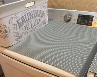 Washer and Dryer Cover Gray W White Dot Laundry Room -   Washer and  dryer covers, Laundry room, Washer and dryer stand