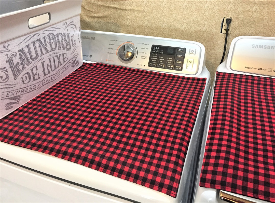 Washer and Dryer Cover, Red and Black Laundry Room Accessories Decor, Washing Machine Protector