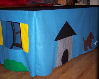 Table Cloth Fort, Table Play House, Felt Play Tent, 6 foot Table Fort, Gifts For Boys or Girls, Large Play House, Over the table fort