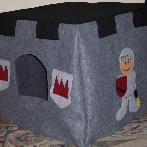 Castle Tablecloth Fort, Card Table Size, Knight, Dragon, Felt Fort, Play Tent, Slipcover, Kids play table, Table Cloth Fort, Play House