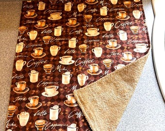XL Fabric Dish Drying Mat, Coffee Decor, Cotton Fabric and Terrycloth Towel,  Dish Pad, Kitchen Counter Decorations, Dish Drainer Pad