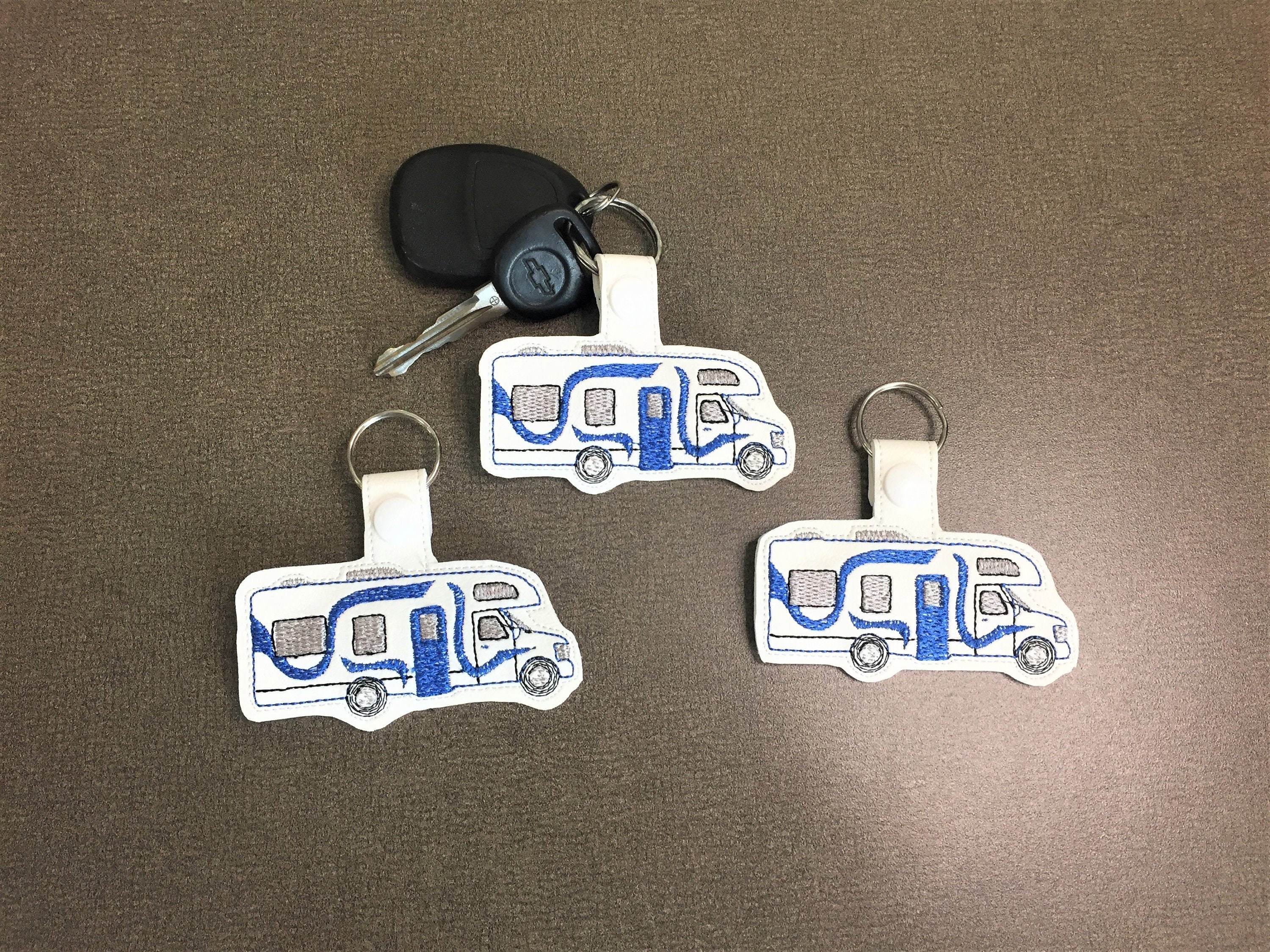 One White RV Camper Key Chain Class C Motorhome Snap Tab Etsy