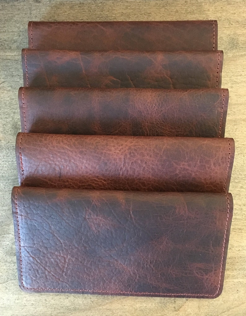 Bison Leather Checkbook Cover Cognac - Etsy