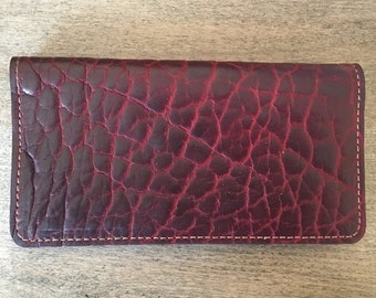 Black Cherry Bison Leather Checkbook Cover Limited