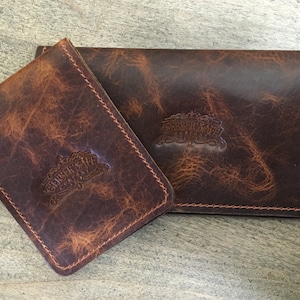 Bison Leather Checkbook Cover & Cardholder Combo With or W/O Exterior Logo