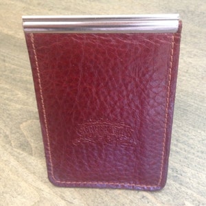 Bison Leather Wallet with Money Clip (Red)
