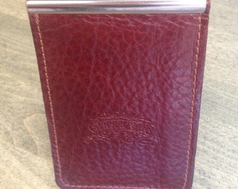 Bison Leather Wallet with Money Clip (Red)