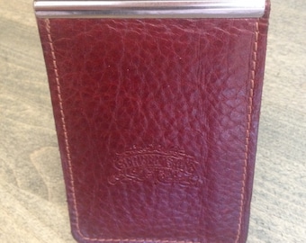 Bison Leather Wallet with Money Clip (Red)