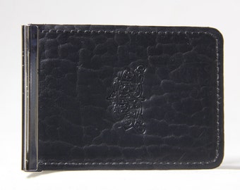 Bison Leather Wallet with Money Clip (Black)