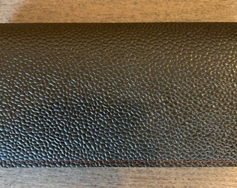 Top Grain Cow Leather Checkbook Cover Military Green