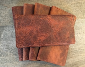 Funda para chequera de piel de bisonte, color whisky