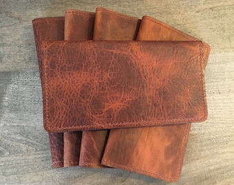 Bison Leather Checkbook Cover Whiskey