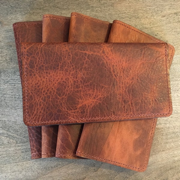 Bison Leather Checkbook Cover Whiskey