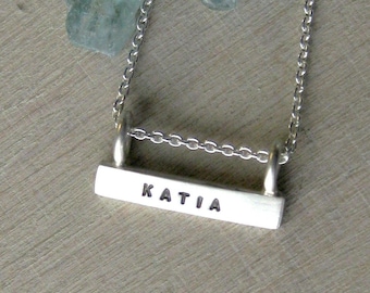 Silver Bar Necklace, ID Necklace, Name Necklace, Identification Necklace, ID Jewelry