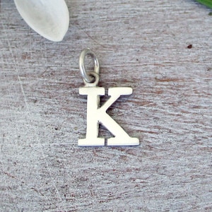 14K Solid Gold Capital K Letter I Initial Pendant, Letter K Gold Initial Charm , Choose, Yellow Gold, Rose Gold or White Gold