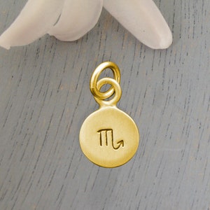 Puede incluir: Encanto de oro con el s&iacute;mbolo del zod&iacute;aco de Escorpio. El encanto es redondo y tiene un bucle para sujetarlo a un collar o pulsera.