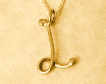 14K Gold Script Initial Letter L Pendant Necklace