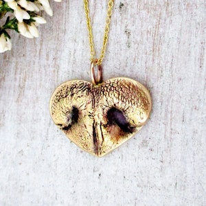 14 K Gold Dog Nose Pendant Small, Your Dog&#39;s Nose in Gold, Gold Dog Memorial Jewelry, Pet Memorial, Pet Loss Jewelry, Dog Remembrance Charm