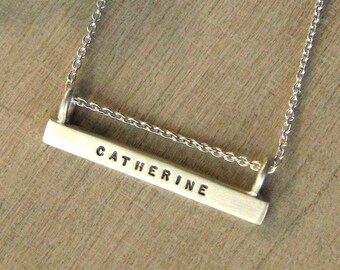 Long Silver Bar Necklace, ID Necklace, Name Necklace, Identification Necklace, ID Jewelry