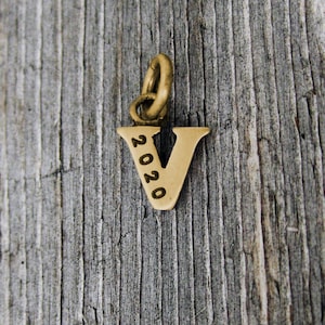 14k Gold Baby Lowercase V Initial Charm, Initial Jewelry, Initial Pendant, Gold Letter, Gold Monogram Charm, Rose Gold V White Gold Initial