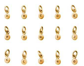 Alphabit Letter Initial Charm Gold, Rose Gold, White Gold, Initials Pendant, All Letter & Number Charms A-Z, 0-9 14K Gold Letter Charms