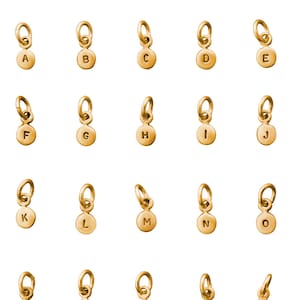 Alphabet Buchstabe Initial Charm Gold, Roségold, Weißgold, Initialen Anhänger, Alle Buchstaben & Zahlen Charms A-Z, 0-9 14K Goldbuchstabe Charms