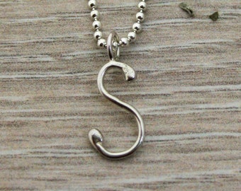 Silver S Initial Charm, S Monogram Charm, S Alphabet Pendant, Letter S Necklace