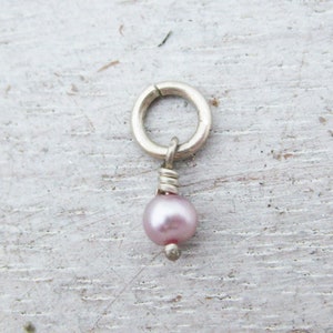 Pink Pearl Charm in Gold, Gold Filled or Silver Finding, 14 Karat Gold Pearl Charm, Rose Gold Pearl Pendant, White Gold Pearl image 3