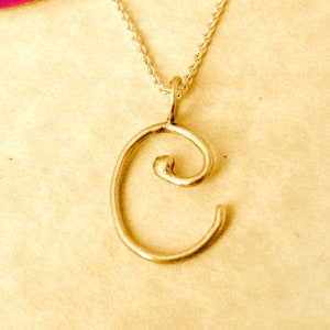 14K oro amarillo script inicial colgante carta C, joyería inicial, oro rosa carta C collar inicial, monograma inicial C, oro blanco C encanto
