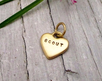 14K Gold Personalized Heart Charm, Name Pendant