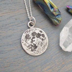 Full Moon Pendant in Sterling Silver, Moon Necklace, Pink Moon, Full Moon, Wolf Moon Jewelry