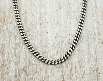 1.9mm Sterling Silver Oxidized or Shiny Curb Chain, 18&quot; to 30&quot; Lengths, Man&#39;s Silver Chain, Blackened Curb Necklace for Men, Unisex Chain