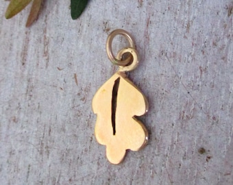 14K Gold Zarte Eichenblatt Anhänger, Gelbgold, Rose Gold, Weißgold Eichenblatt Anhänger, Blatt Anhänger, Solid Gold Blatt Anhänger