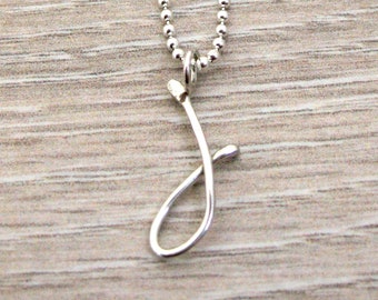 Silver J Initial Charm, J Monogram Charm, J Alphabet Pendant, Letter J