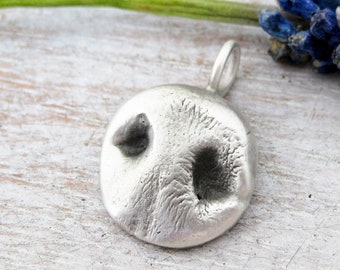 Dog Nose Impression Pendant Small, Sterling Silver Dog Jewelry, Dog Nose Jewelry, Dog Nose Silver, Dog Memorial Jewelry, Pet Memorial Charm