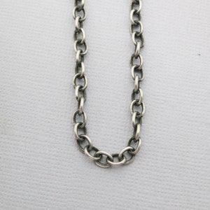 Sterling Silver Oxidized 3.6 mm Cable Chain, 16&quot; to 30&quot; Lengths, Man&#39;s Silver Chain, Blackened Cable Necklace for Men, Unisiex Chain