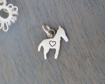Tiny Sterling Silver Horse Charm, Horse Pendant in solid sterling .925 silver, Horse Jewellery, Horse Lover Equestrian Jewelry, Colt Charm